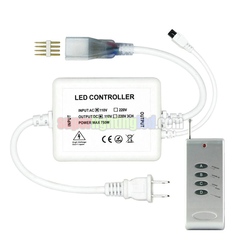 RF 4 Keys remote control controller, AC110V/220V, Output 1500W For high-voltage RGB lamp with light bar RF 4 Keys remote control controller, AC110V/220V, Output 1500W For high-voltage RGB lamp with light bar